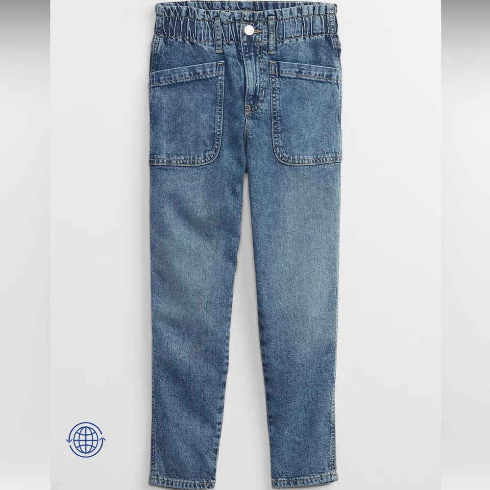 Gap Denim- Girls High Rise Mom Jeans Elastic Waist Size 12 NWT